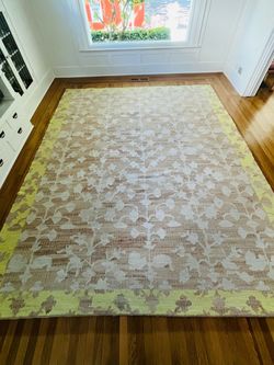 Anthropologie Ilika Hand Woven Area Rug with Floral Pattern