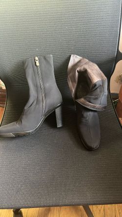 Donald J Pioneer Women’s Side Zip Block Heel Round Toe Nylon Black Boots - Size 10