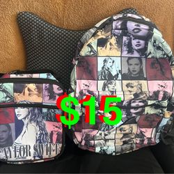 XOUPDA - Taylor Swift Music Backpack Rock School Backpack Cute Back Pack School Book Bag Lightweight Schoolbag With Lunch Bag Box For Boys Girls Gifts