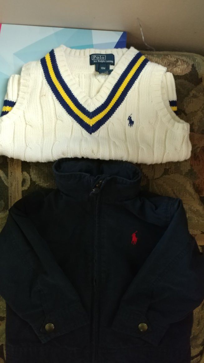 Great condition Ralph Lauren polo spring jacket and sweater vest size 18 month