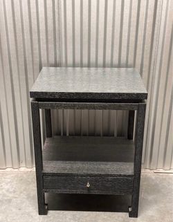 Serena & Lily Black Oak Nightstand End Table w/ Drawer
