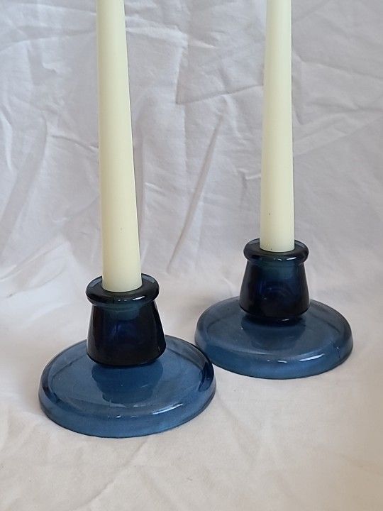 Cobalt Blue Candle Holders Like New 