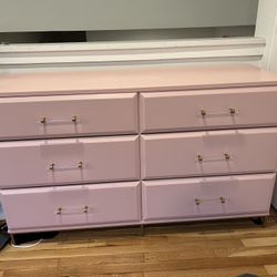 Gorgeous 6 Drawer Pink Dresser