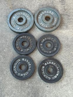 (2) 25 . (4) 10 lbs Olympic Metal Plates