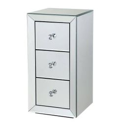 
New 3-Drawer Silver Mirror Bedside Table with Oblate Handle