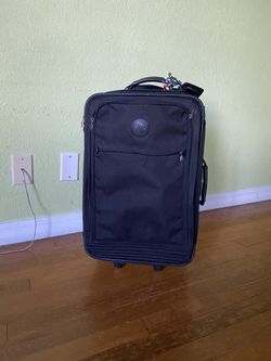 12w 10d x 19h black suitcase