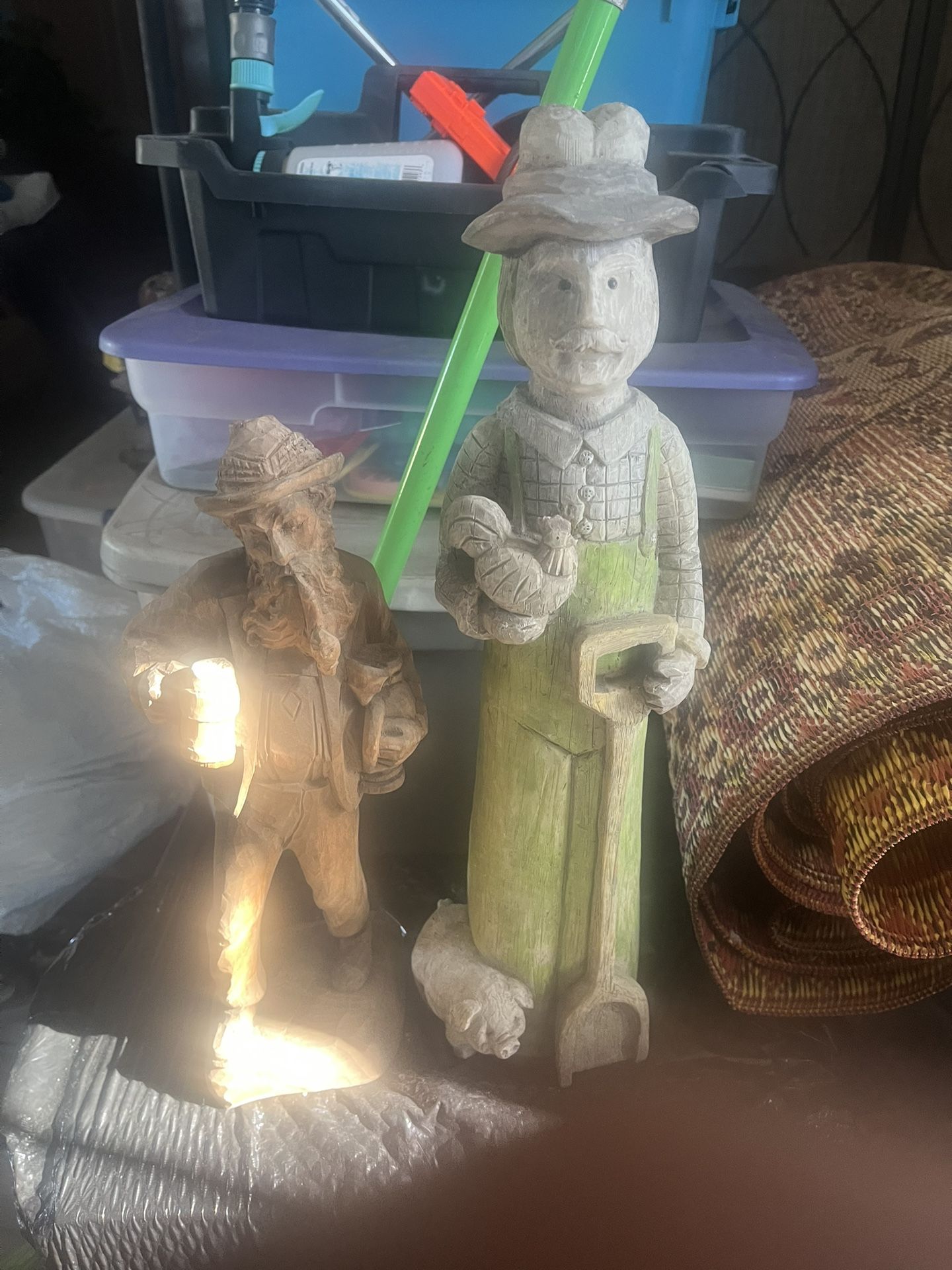 Farmer with Pig Chicken Shovel Statue Fall Ornament