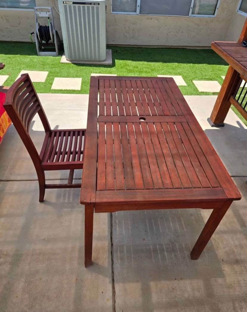 Wood Patio Table & Chair