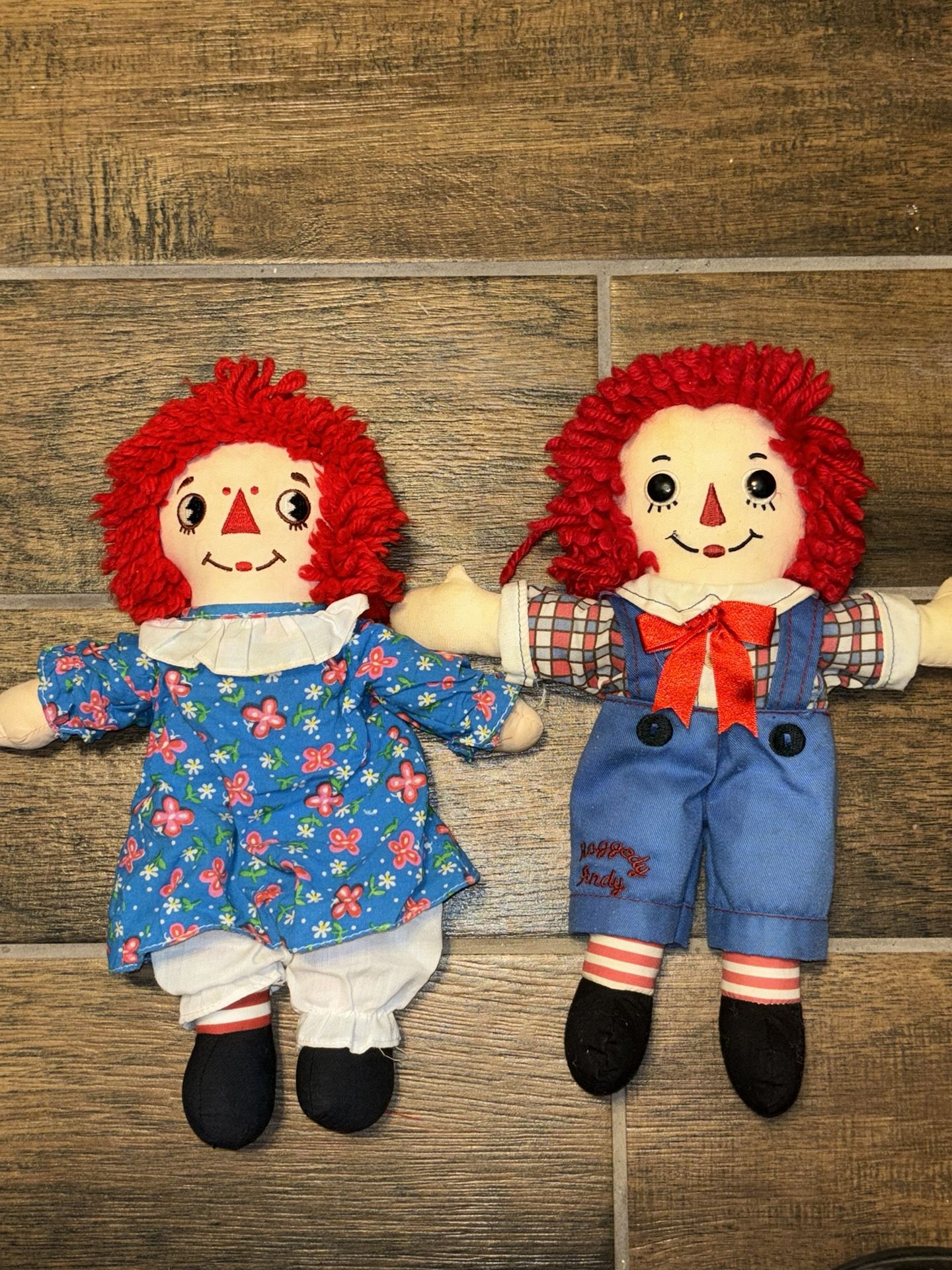 12" Pair Cloth Raggedy Ann and Raggedy Andy