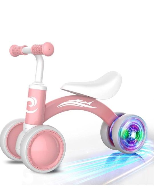 Brand New Colorful Lighting Baby Balance Bike Toys for 1 Year Old Girl Gifts, 10-36 Month Toddler Balance Bike, No Pedal 4 Silence Wheels & Soft Seat