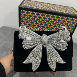 Black Silver bow kurt geiger purse