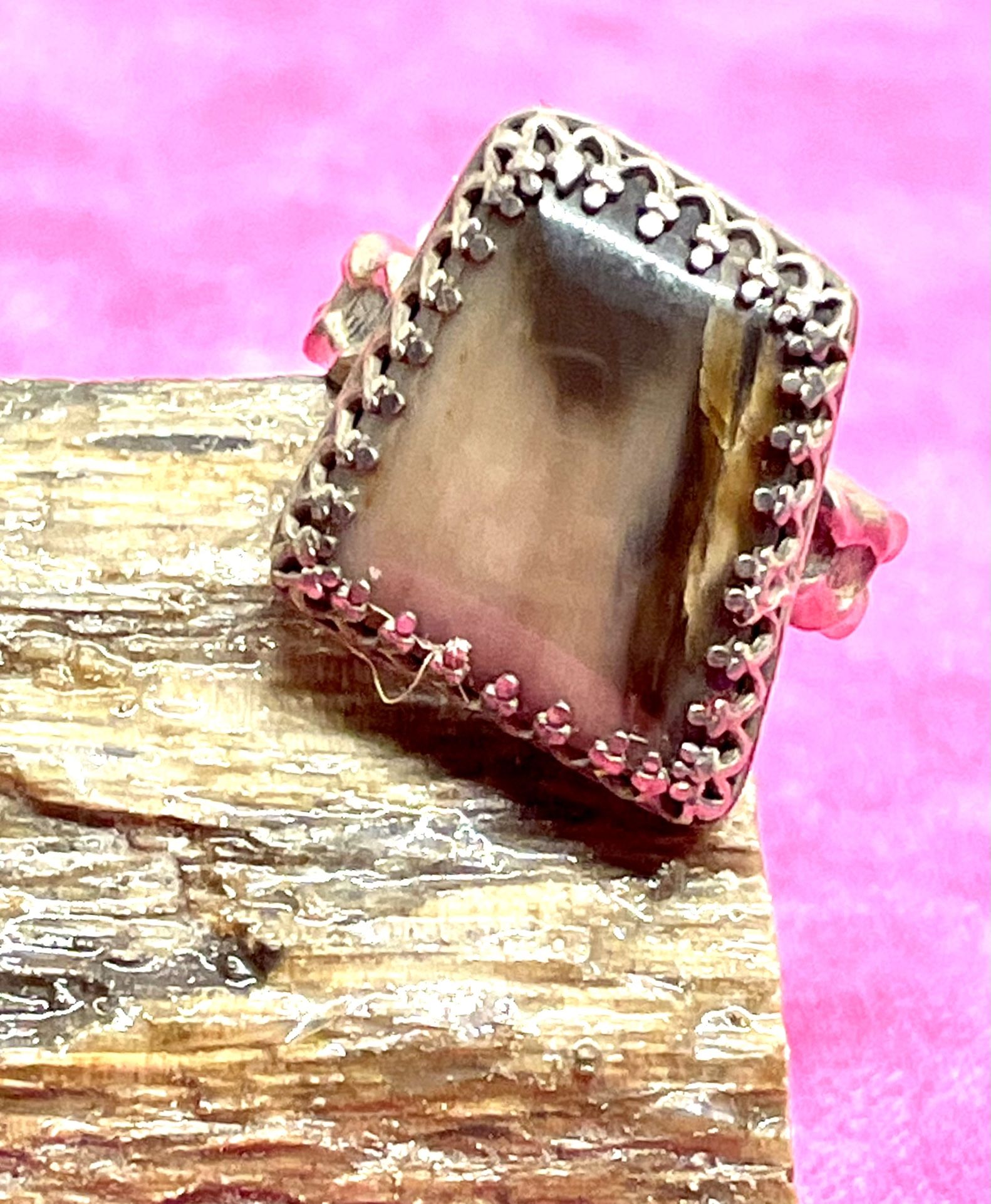 Sterling Petrified Wood Ring 