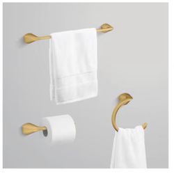 KOHLER 3 -Piece Avail Vibrant Brushed Moderne Brass Decorative Bathroom Hardware Set Towel Bar, Toilet Paper Holder, Towel Ring Included