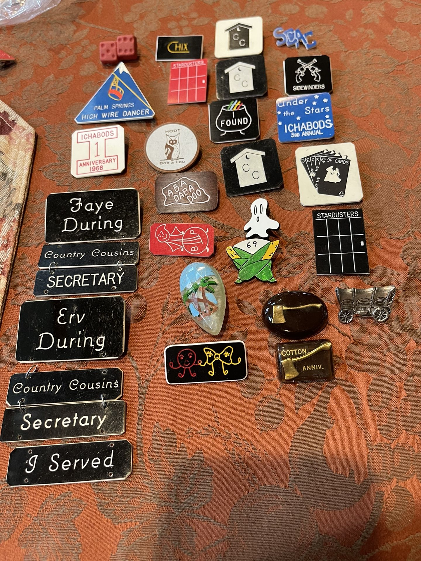 1960’s Vintage Pins And Name Tags