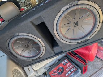 KICKER Comp R 12 Inch Dual Subwoofer in Vented Enclosure Package with Grills