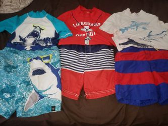 Size 6 Boys Bathing Suits with Rash Guards