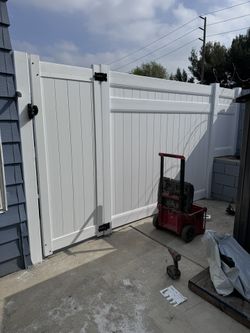 Side Door PVC Gate Fence Entrance Exit White Tan Vinyl Gates