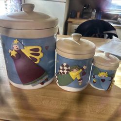 Vintage Mikasa Angelica Canister Set (3) Stack Inside Each Other
