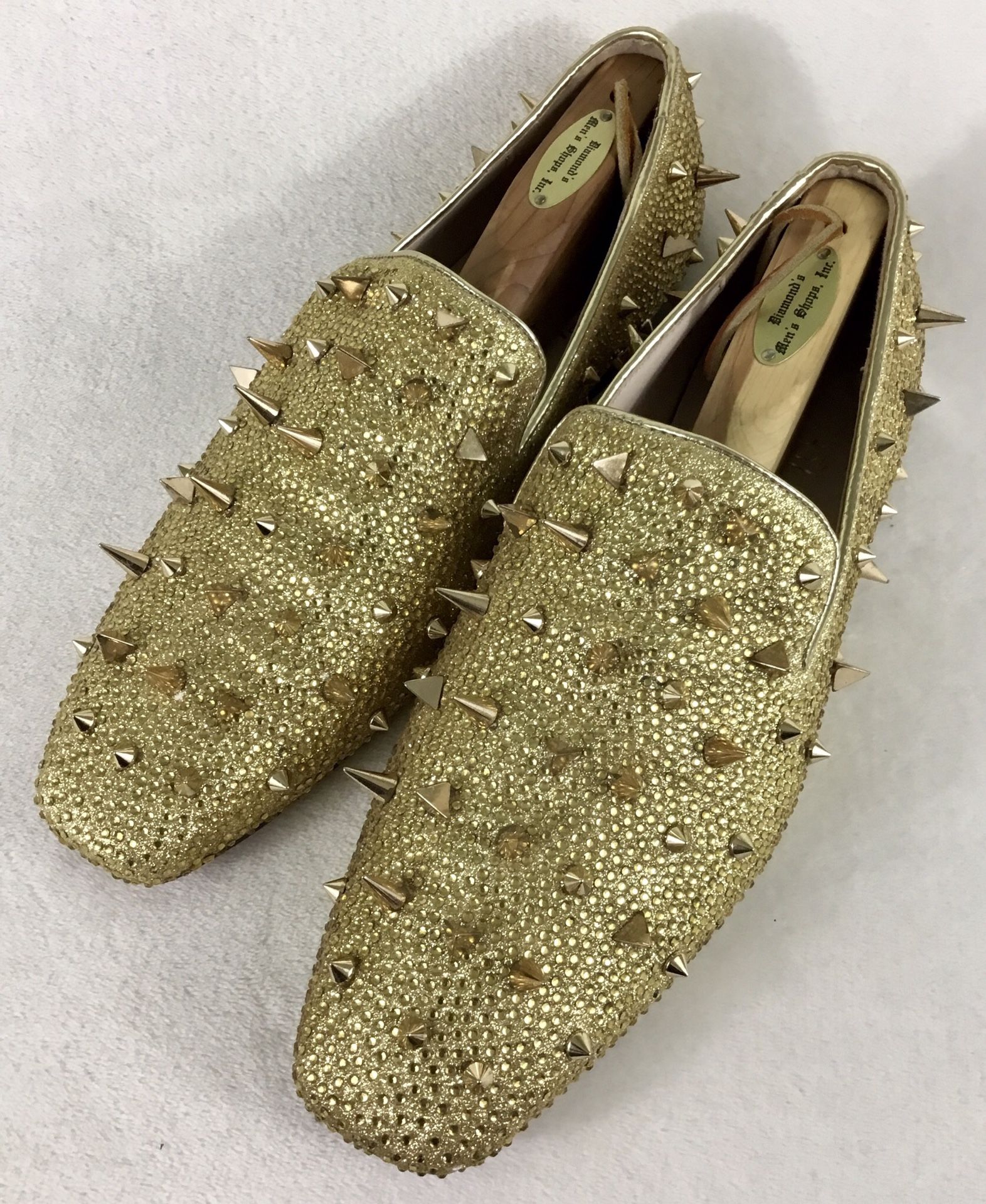 Christian Louboutin Men’s Gold Spiked Shoes