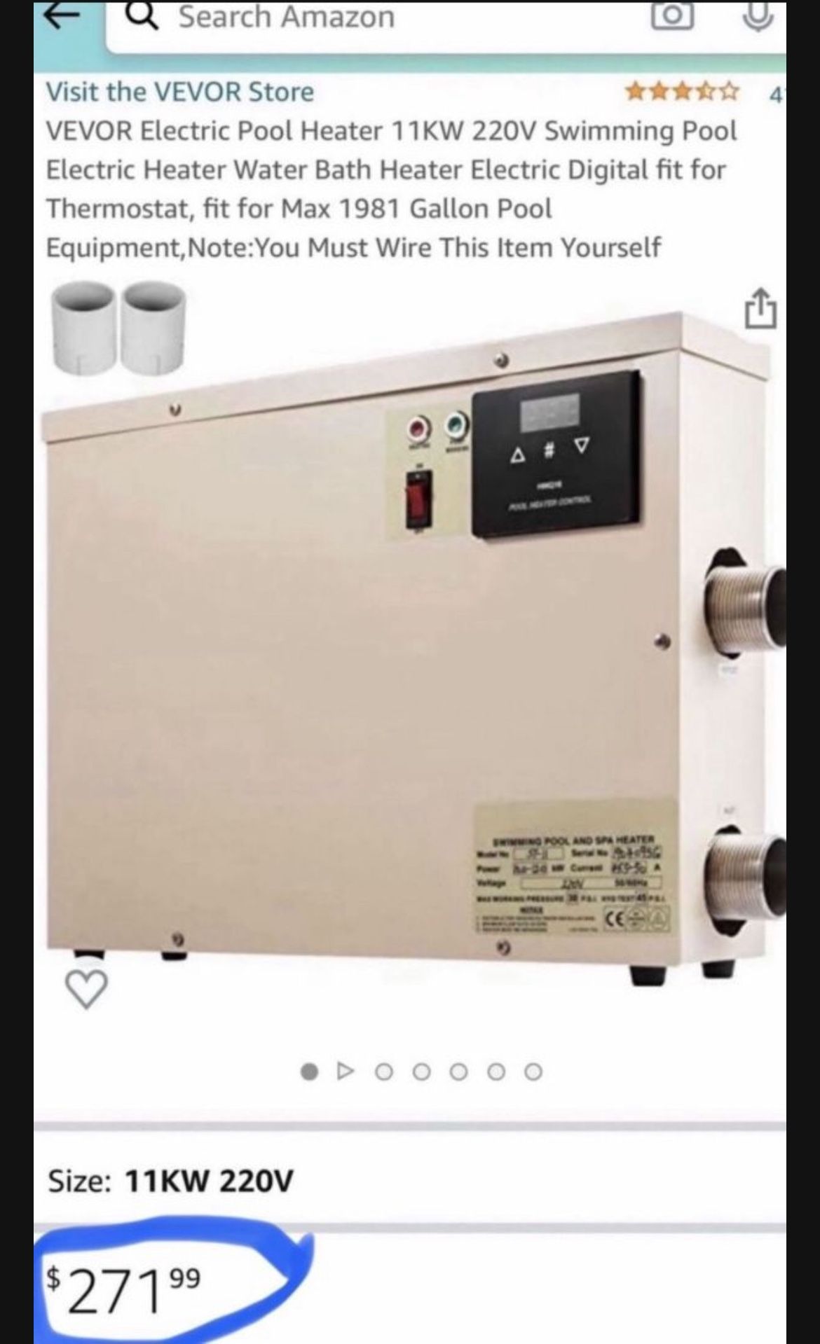 Electric Pool Heater 11KW 220V Swimming Pool Electric Heater SPA Water Bath  Heater Electric Digital fit for Thermostat for Sale in Grand Terrace, CA -  OfferUp