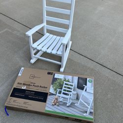 New Mainstays Kids Outdoor Wood Porch Rocker, White Color, Weather Resistant Finish