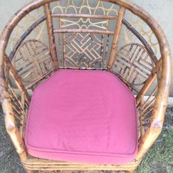 Beautiful Asian Bamboo Chair With Cushion