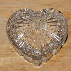 Clear Glass Heart Shaped Trinket Box