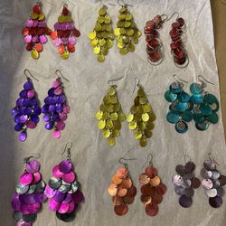9 Pairs Of Dangle Earrings Great Condition
