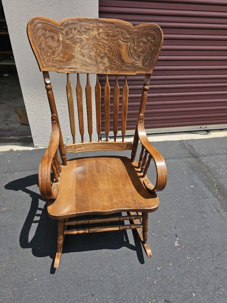 Vintage All Wood Rocking Chair Made In Yugoslavia