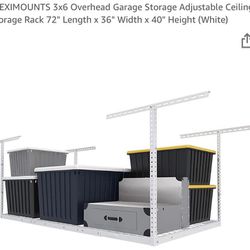 FLEXIMOUNTS 3x6 Overhead Garage Storage Adjustable Ceiling Storage Rack 72" Length x 36" Width x 40" Height (White)