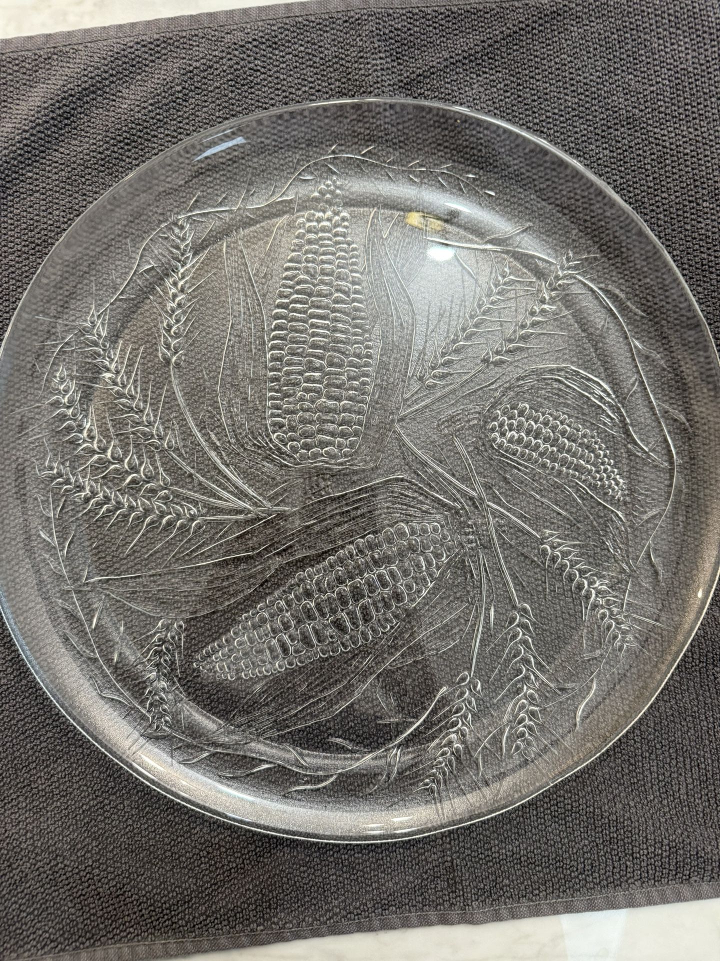 Large Glass Corn Design Platter