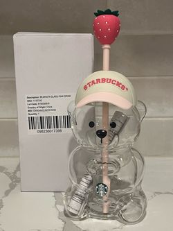 New - Starbucks Pink Strawberry Bearista glass