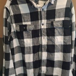 George Flannel Button Up Shirt Men's XL Long Sleeve Black Checkered Pockets