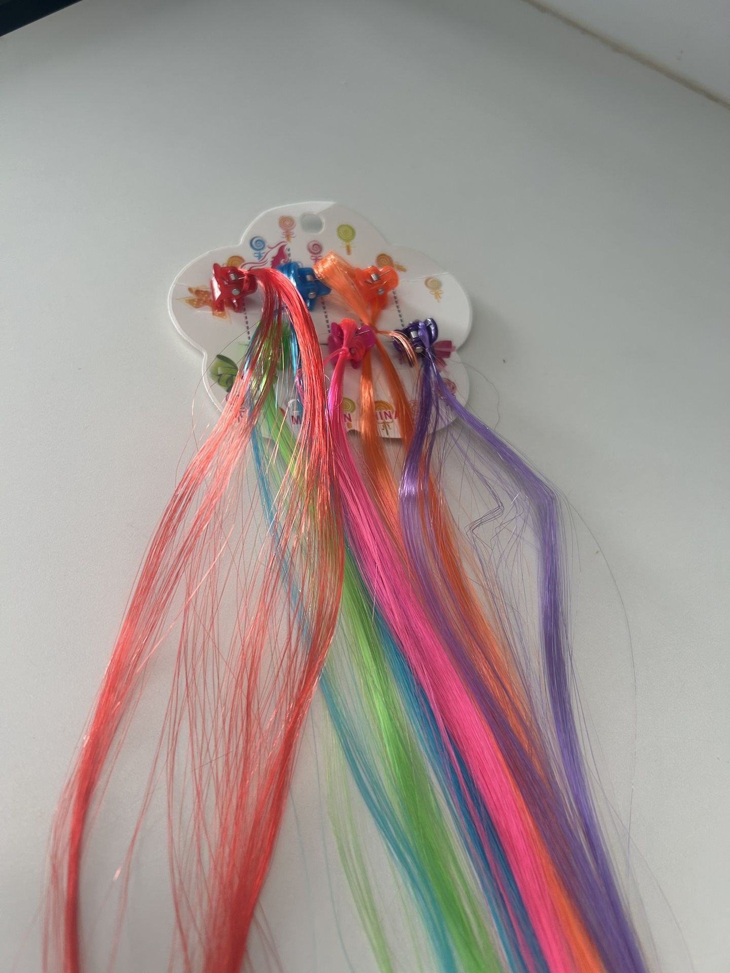 set of colorful, braided hair extensions