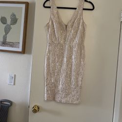 Charlotte Russe White & Gold Dress (Medium)