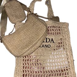 Tote & Crossbody Bag Straw Purse New