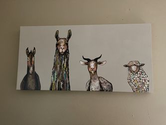 Donkey, Llama, Goat & Sheep Canvas – 18" x 36"