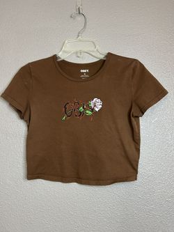 Obey Rose & Thorn Brown Crop T-Shirt