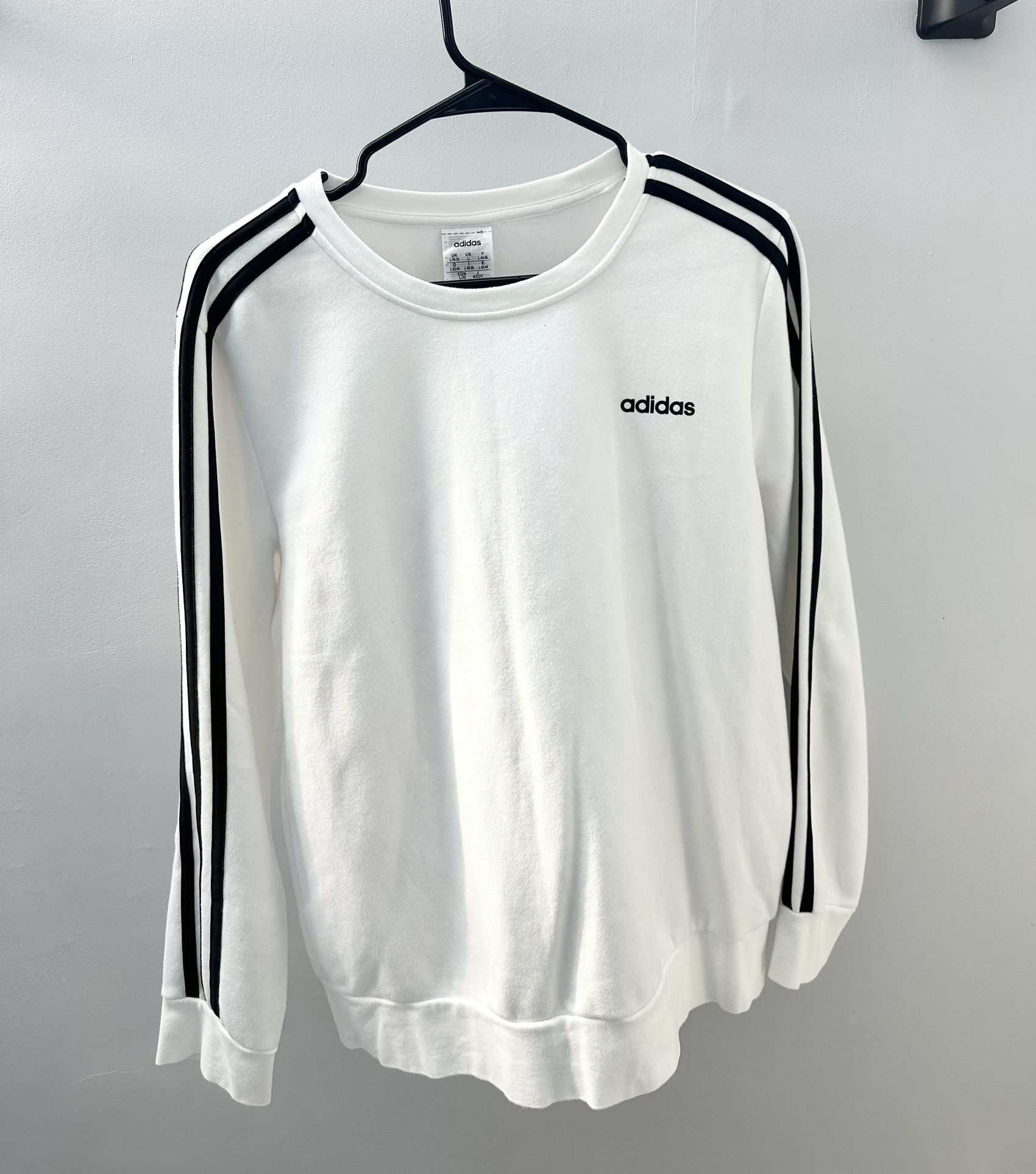 Adidas White Pullover Sweat Shirt Crewneck Size Large