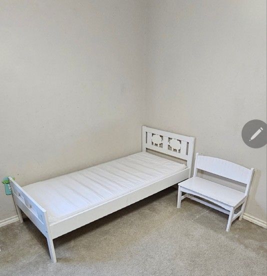 Ikea KRITTER BED FRAME W/ MATTRESS & SMALL BENCH