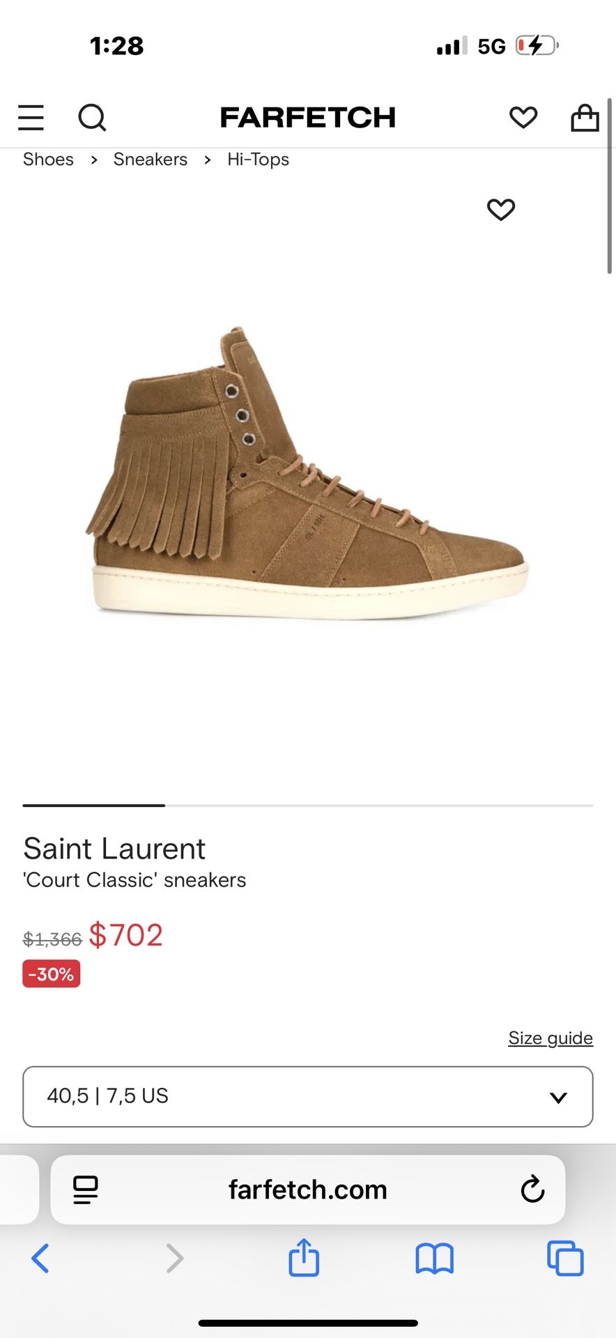 Saint Laurent court classic suede fringe Size 41(US 8)