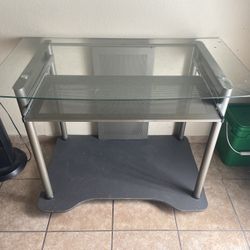Modern Glass Top Computer Desk