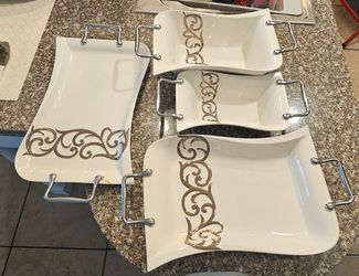 White porcelain serving platters