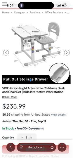 VIVO Kids Height Adjustable Desk and Chair Set