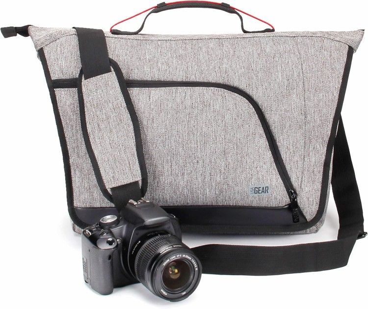 USA Gear DSLR SLR Mirrorless Camera Messenger Bag with Customizable Dividers, Weather Resistant Bottom, Comfortable Back Support and Adjustable Strap