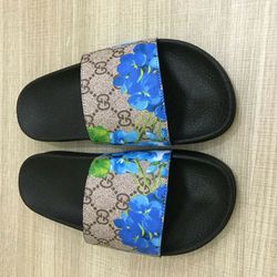 Blue Gucci Blossom Sandals 