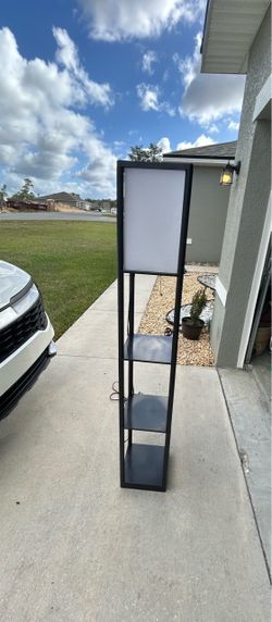 Modern Black Floor Lamp with 3 Storage Shelves