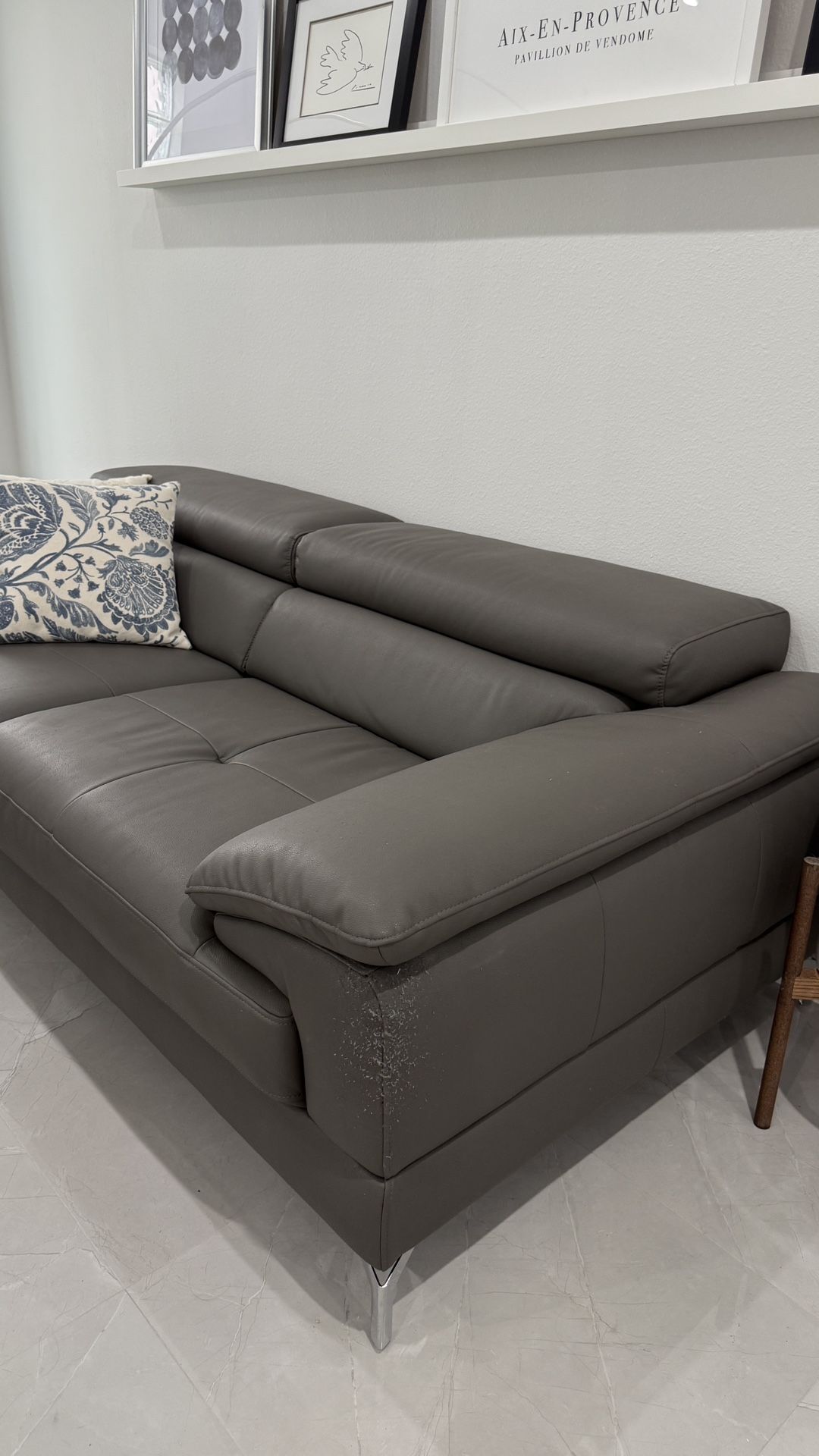 1 sofa 39x84” faux leather gray