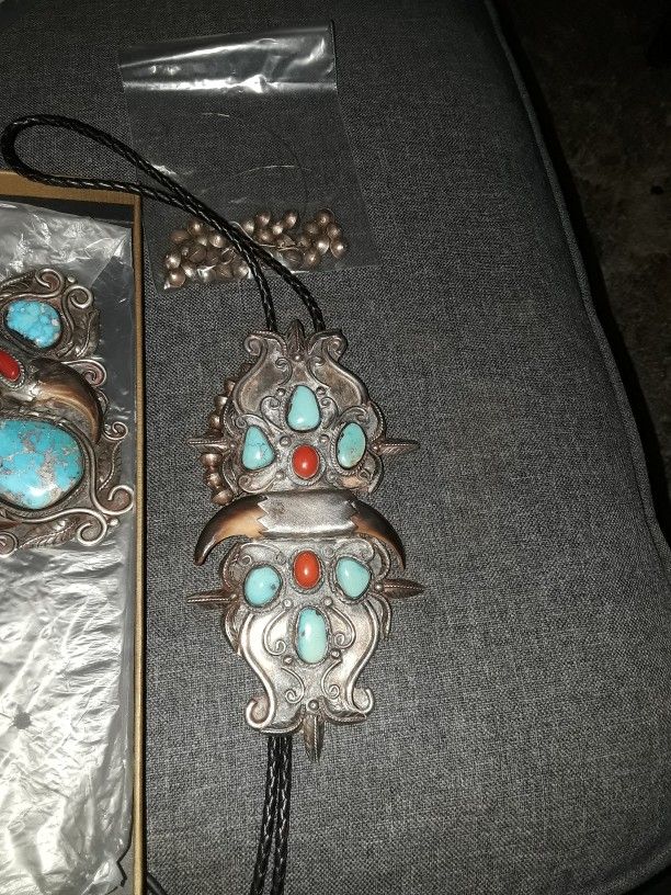 Sterling Silver Turquoise Bolo Tie Or Necklace