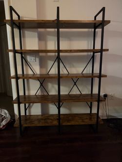 Industrial 5-Tier Bookshelf with Metal Frame